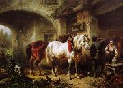 Wouterus Verschuur, Paarden en personen op een binnenplaats